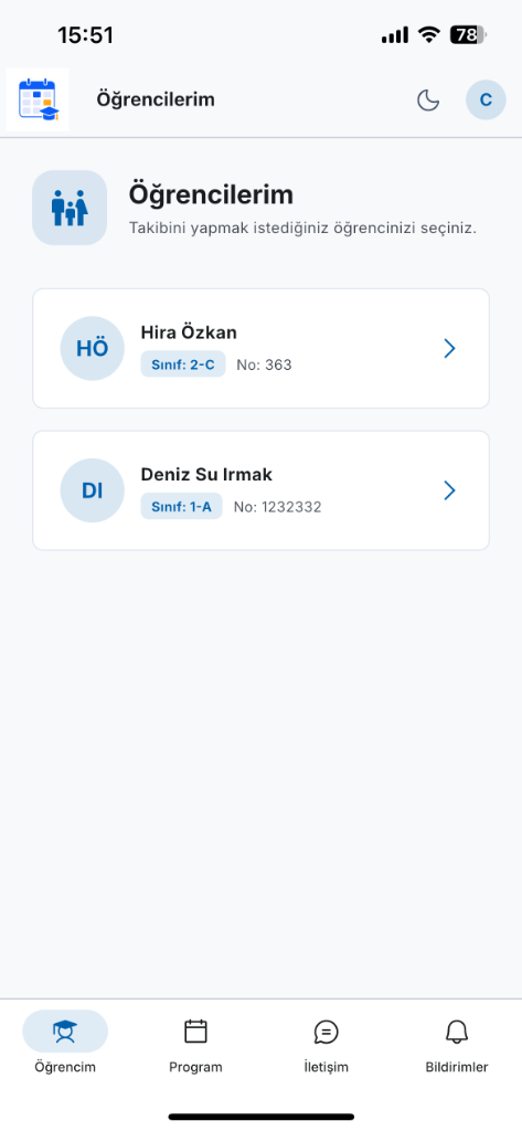 Educa Öğrenci Seçim Paneli